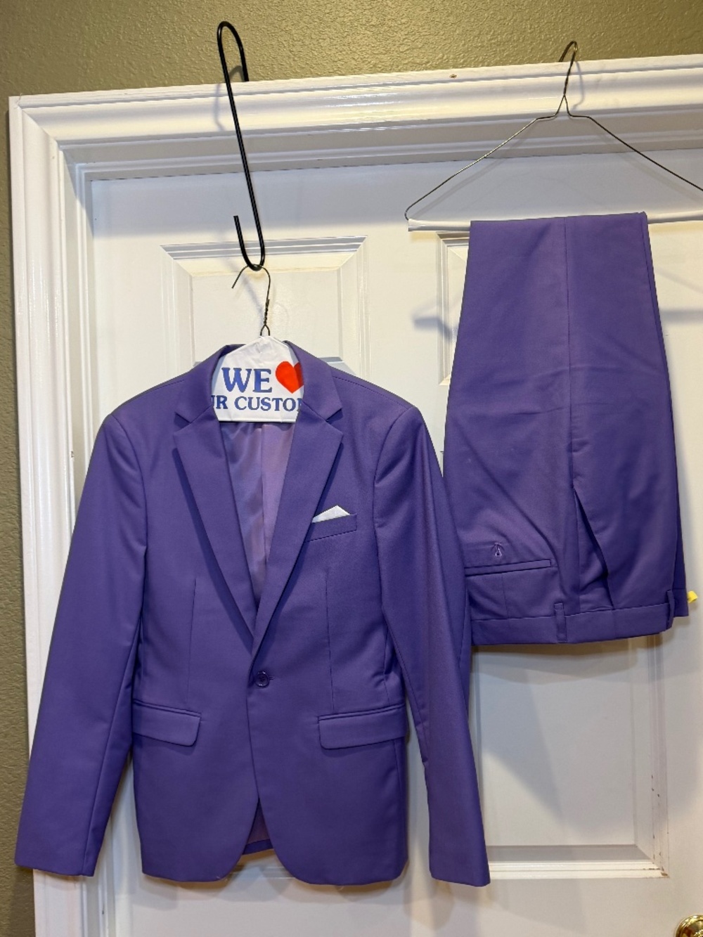 Men's Fun Purple Party Suit with a Classic Fit & Built-In Pocket Square - Small